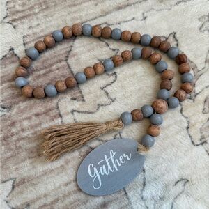 Wooden Bead Garland with Gray and Brown Beads